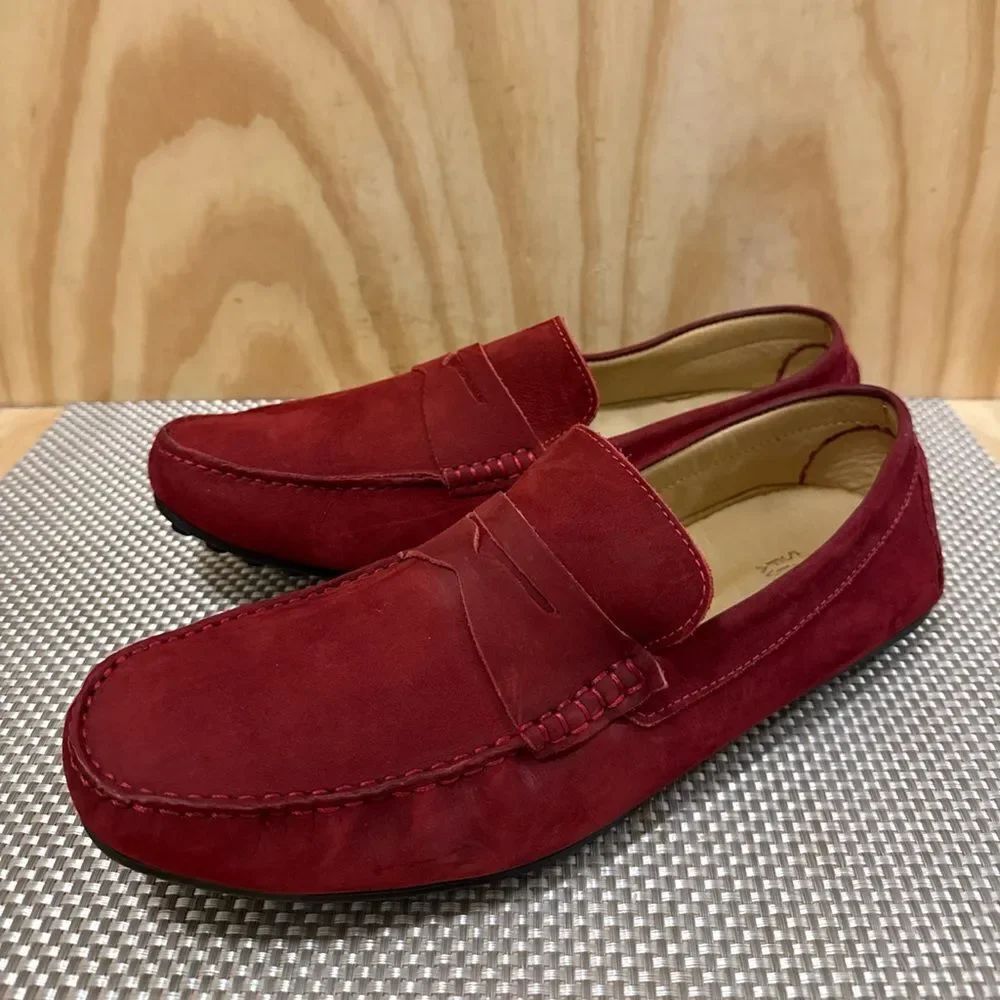 Saks Fifth Avenue Burgundy Suede Driving Loafers Men’s Shoes Slip On Size 12M